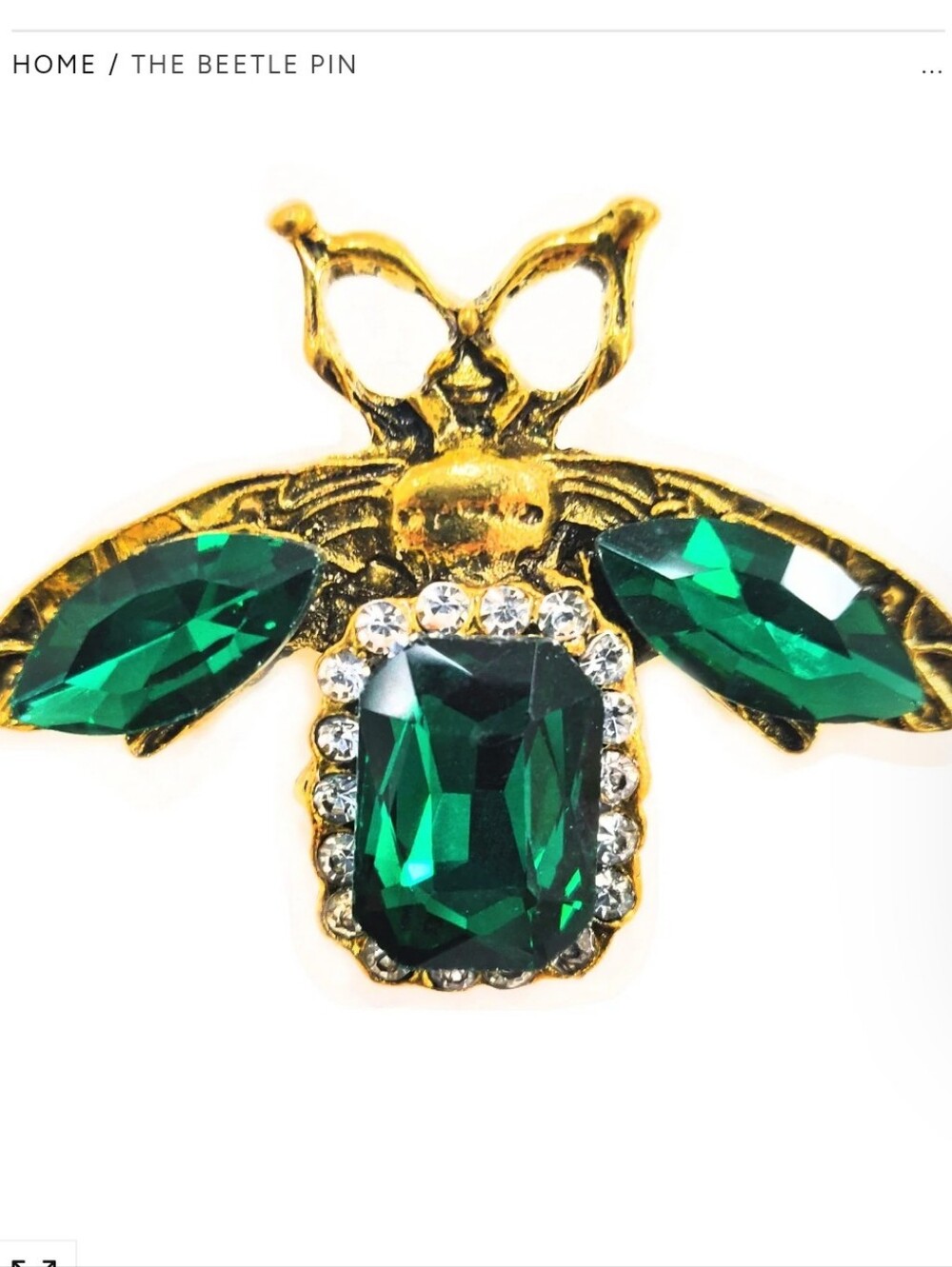 NWOT Aratta The Beetle Pin. Emerald Green